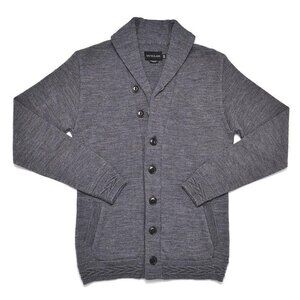 Outclass Shawl Collar Cardigan Gray Wool Blend Pockets Large